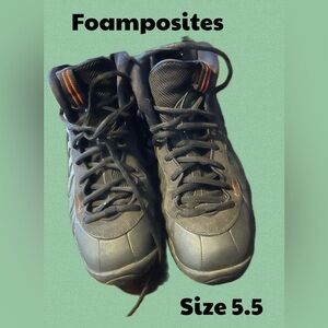 Nike Black and Orange Athletic Shoes with High-Top Design